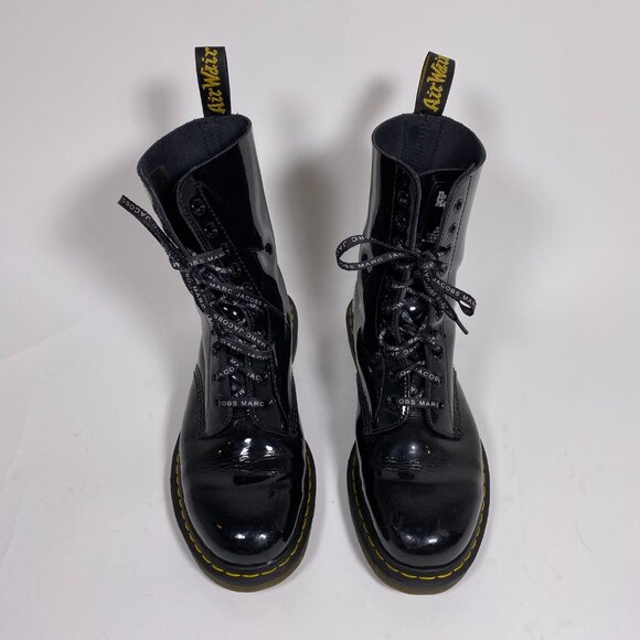 DR. MARTENS x MARC JACOBS Black Patent Leather Redux Grunge Boots - Picture 2 of 14